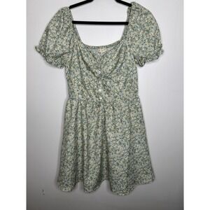 Indulge Instyle Women's Green Floral Summer Boho Dress Size Large NEW NWT